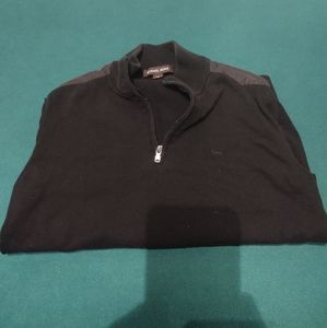 Michael Kors Men's Charcoal Long-Sleeve Quarter-Zip Pullover Black Sweater M. Us